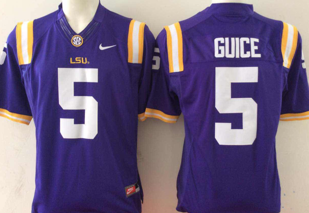 NCAA Men LSU Tigers #5 guice Purple->ncaa teams->NCAA Jersey